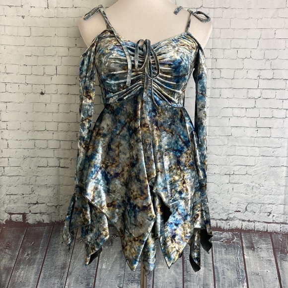 Current Mood NWT F is for Fairies Tie Dye Velvet Handkerchief Dress S Dolls Kill - Picture 1 of 16
